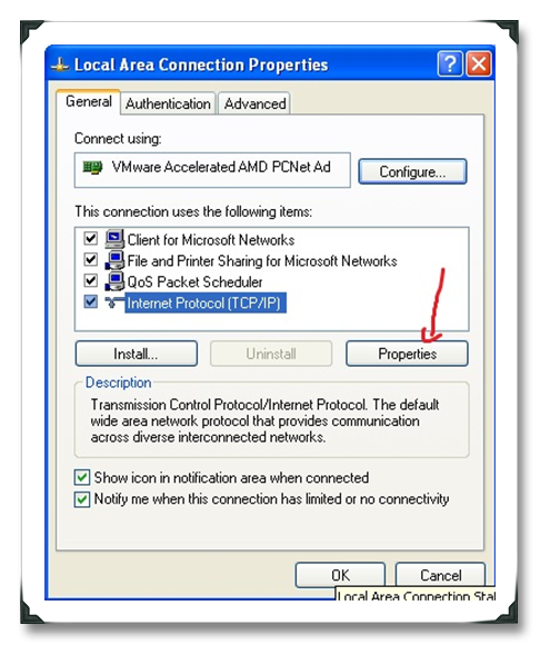 Cấu hình DNS cho Windows XP 32